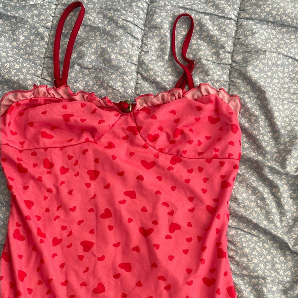 Red Heart Patterned Dress